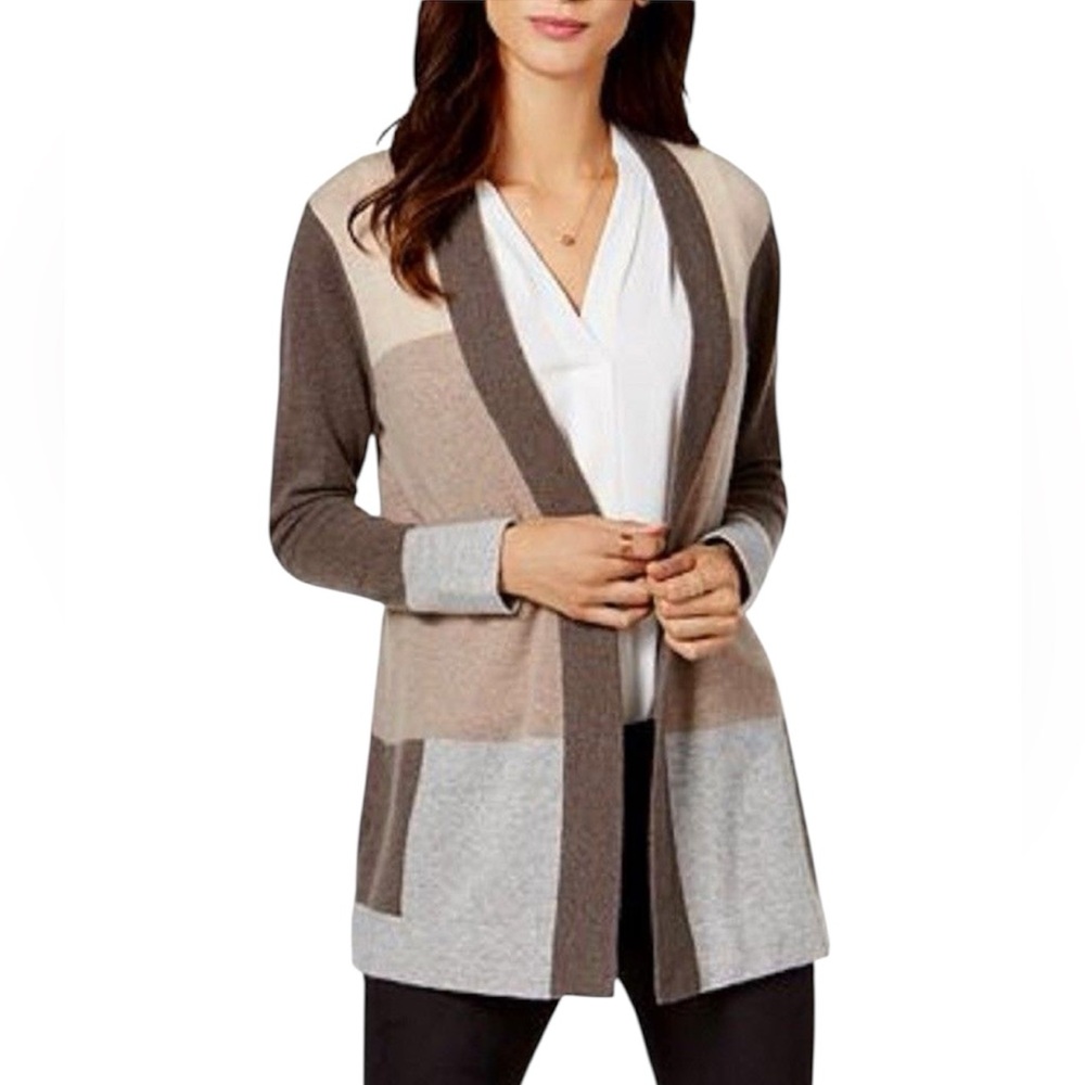 Charter Club Cardigan 100%Cashmere Colorblocked cardigan size medium